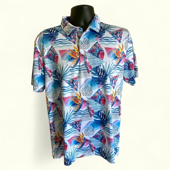 HOLSON GOLF CO. The MICHAEL Good Shirts for Bad Golfers Tropical Print Polo (M) - Picture 8 of 13